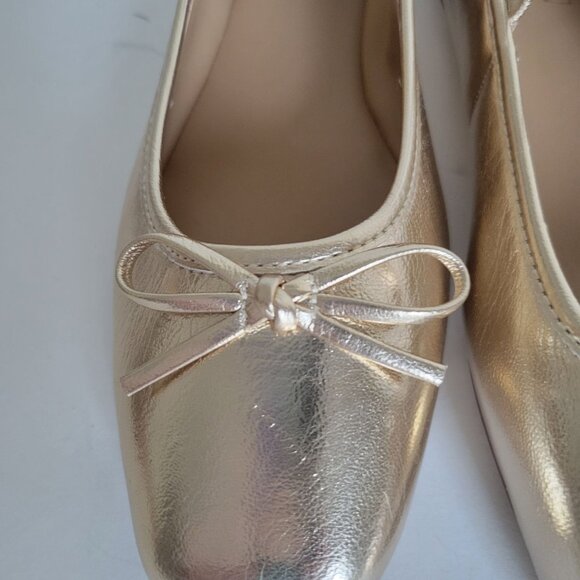 J. Crew Factory Golden Metallic ballet flat shoes size 9 Preppy Holiday party - Picture 6 of 10